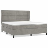 Cumpara ieftin Pat box spring cu saltea, gri deschis, 180x200 cm, catifea