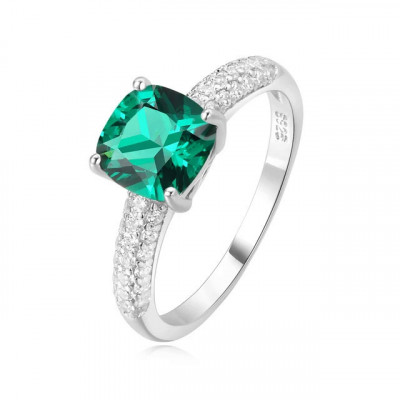 Inel din argint cu smarald verde si zirconiu, Emerald Dream (Marime inel: 8) foto