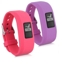 Set 2 Curele pentru Garmin Vivofit jr. 2/Vivofit jr., Kwmobile, Silicon, Roz/Mov, 41919.08