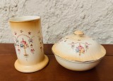 CASETA SI VAS CILINDRIC- MARCAJ DEVON WARE FIELDINGS ENGLAND- ESK 1913-1930