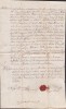 A3065N Contract de &icirc;mprumut bani, 1840, T&acirc;rgu Lăpuș, Maramureș, cu sigiliu &icirc;n ceară roșie, act &icirc;n limba maghiară