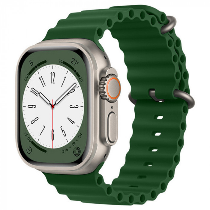 Curea pentru Apple Watch 1/2/3/4/5/6/7/8/SE/SE 2/Ultra (42/44/45/49mm) - Techsuit Watchband (W038) - Army Green