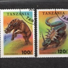 TANZANIA 1994 - ANIMALE PREISTORICE. SERIE DEPARAIATA STAMPILATA, SA28