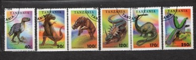 TANZANIA 1994 - ANIMALE PREISTORICE. SERIE DEPARAIATA STAMPILATA, SA28 foto