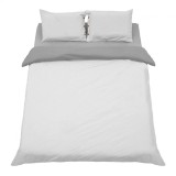 Set de pat dublu bumbac in 2 nuante Gri deschis/Gri inchis, Heinner