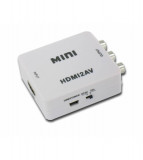 Convertor HDMI la AV (RCA)-Culoare Alb