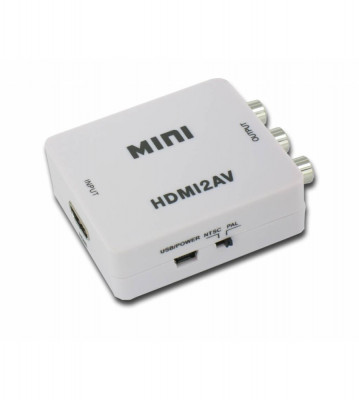 Convertor HDMI la AV (RCA)-Culoare Alb foto