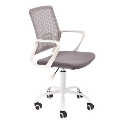Scaun birou copii HM Frodo, mesh, inaltime reglabila, rotire 360 ,roti pivotante, cadru polipropilena, 80 kg, alb gri foto