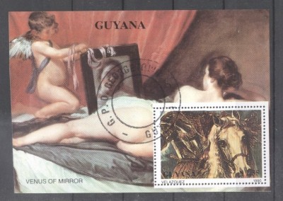 Guyana 1990 Painting perf sheet used L.080 foto