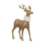 Figura Decorativa Cerb Craciun Glitter Alb 27cm Plastic Oem