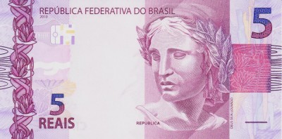 Bancnota Brazilia 5 Reais 2010 (2019) - P253f UNC foto