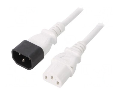 Cablu Alimentare 1m Alb 3x0,75mm2 IEC C13 la C14 10A foto