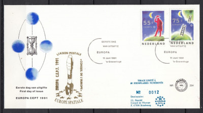 Pays-Bas 1991 - FDC SPECIAL AUR - EUROPA SPATIALA - Tiraj 60 ex. numerotate foto