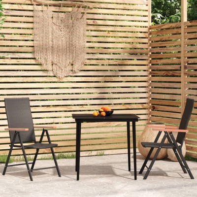 vidaXL Set mobilier de grădină, 3 piese, negru foto