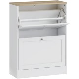 HOMCOM Pantofar Slim cu 2 Uși Rabatabile, Rafturi Reglabile și Detașabile, pentru 8-12 Perechi, 60x23,5x80 cm, Alb | Aosom Romania