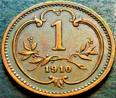 Moneda istorica 1 HELLER - AUSTRO-UNGARIA / AUSTRIA, anul 1910 * cod 2547 foto
