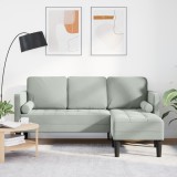 vidaXL Canapea 3 locuri cu chaise longue &icirc;n formă de L gri deschis 160 cm din catifea