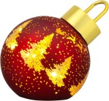 Glob decorativ de Craciun MagicHome din sticla rosie cu 10 LED, 12x12x18 cm