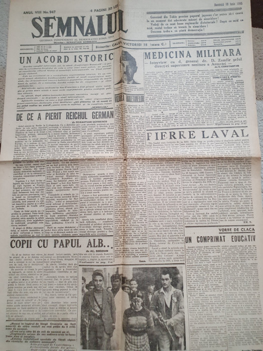 ziarul semnalul 10 iunie 1945-articolul &quot; de ce a pierit reich-ul german &quot;