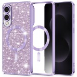 Husa MagSafe pentru Samsung Galaxy S25 Edge S937, Techsuit, Luxury Glitter, Mov Deschis