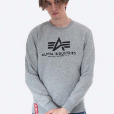 Alpha Industries bluză bluză Basic Sweater bărbați, culoarea gri, cu imprimeu 178302.17-grey