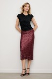 Answear.LAB fusta culoarea bordo, midi, creion