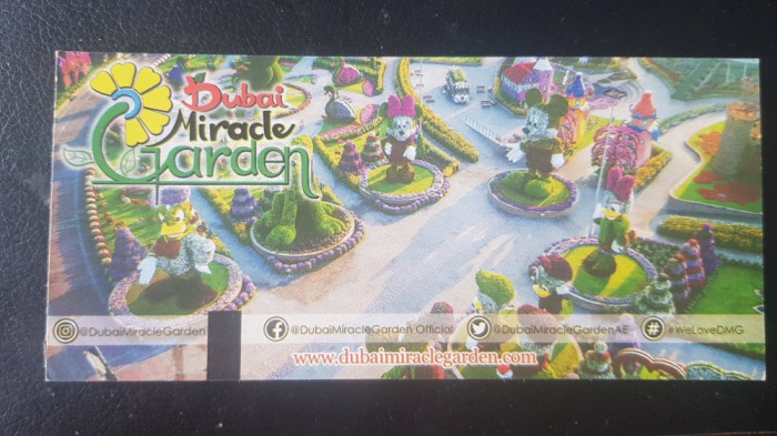 Pentru colectionari, Bilet intrare folosit Dubai Miracle Garden, 2019