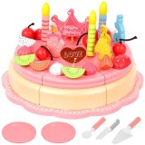 Tort aniversar din lemn cu accesorii, 48 piese, multicolor