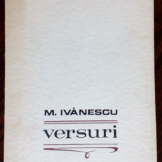 MIRCEA IVANESCU: VERSURI (VOLUM DEBUT 1968/DEDICATIE-AUTOGRAF PT. VASILE ZAMFIR)