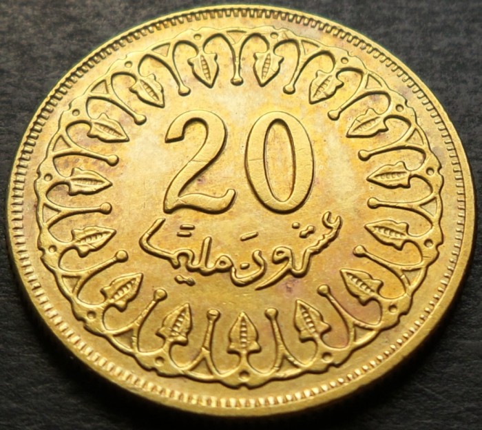 Moneda exotica 20 MILLIM - TUNISIA, anul 1983 * cod 2897 = A.UNC