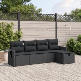 Cumpara ieftin Gossi set mobilier de gradina cu perne, 5 piese, negru, poliratan