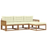 vidaXL Set de canapele de exterior cu pernă 4 pcs Natural și Crem 3382468