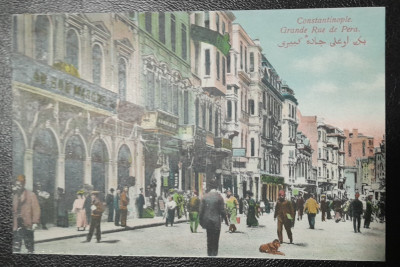 Carte postala, Constantinopole, Grande Rue de Pera, color foto