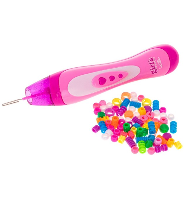 Aparat de impletit margele pentru par, roz 22 cm