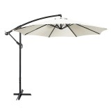 Umbrela de gradina reglabila, diametru 300 cm, suport tip picior, impermeabila, cadru otel, alba