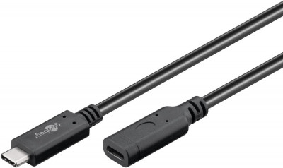 Cablu prelungitor USB-C 3.2 Generation 2 tata-mama 1m negru compatibil si pt. Thunderbolt 3 Goobay 61038 foto