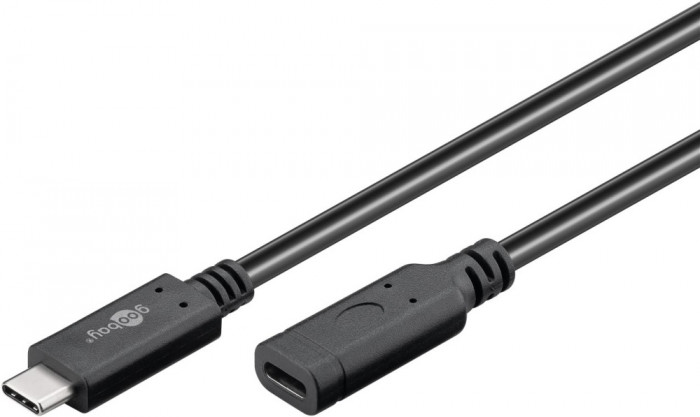 Cablu prelungitor USB-C 3.2 Generation 2 tata-mama 1m negru compatibil si pt. Thunderbolt 3 Goobay 61038