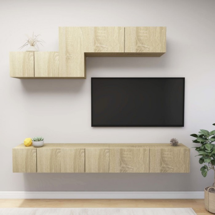 vidaXL Set de dulapuri TV, 6 piese, stejar sonoma, lemn prelucrat 3079045