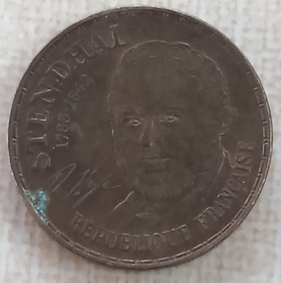 (M2088) MONEDA FRANTA - 10 FRANCS 1983, ANIVERSARA - STENDHAL foto