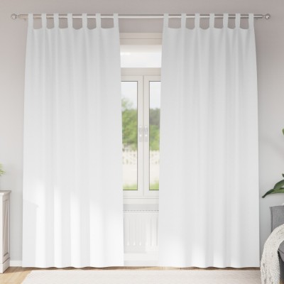 vidaXL Perdele opace cu perdele 2 pcs Alb pur 245 x 140 cm Poliester foto