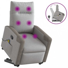 vidaXL Scaun de masaj &icirc;n picioare, &icirc;nclinat, țesătură gri nor 3324094