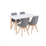 Set de sufragerie Silla 120 4+1, alb-gri