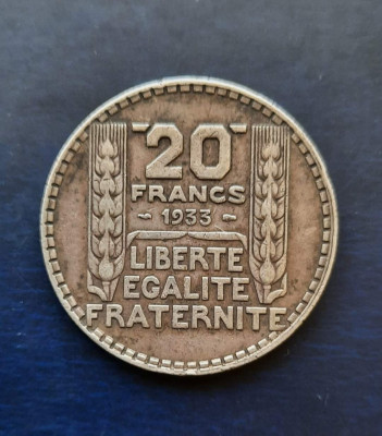 Moneda de argint - 20 Francs 1933, Franta - B 2135 foto
