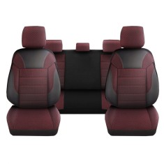 Set Huse Scaune Auto pentru Opel Corsa - DeluxeBoss Classico, pentru bancheta rabatabila fractionata, 11 piese, negru rosu foto