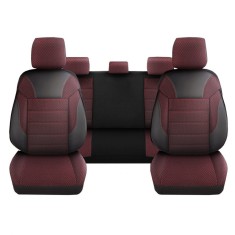 Set Huse Scaune Auto pentru Dacia Sandero Stepway - DeluxeBoss Classico, bancheta rabatabila fractionata, 11 piese, rosu - negru foto