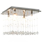 Cumpara ieftin Lustră cu mărgele de cristal, argintiu, cubic, G9
