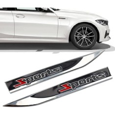 Set 2 embleme auto metalice sports 3d &acirc; reliefate, autoadezive, 14.6 x 1.8 cm, montaj rapid, design sport