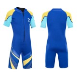 Costum de neopren pentru copii 2,5 mm cu fermoar frontal, termic, pentru scufundări și surf &ndash; Albastru XXS 110-116