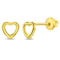 Cercei Aur 14K pentru Bebelusi si Copii, model Open Heart