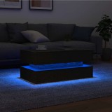 VidaXL Masuta de cafea cu lumini LED Stejar negru 90x50x40 cm